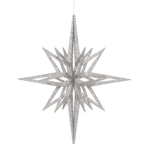 Pemberly Row 16" Plastic Iridescent Star Christmas Ornament in Silver