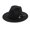 Black, variant on Unisex Vintage Flat Brim Hat with Minimalist Belt Buckle Classic Outback Boater Style, Premium Straw Wool Fedora for Summer Travel