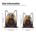 thumbnail image 2 of Xecao Prairie Meditating Raccoon Pattern Sports Drawstring Backpack - String Swim Gym Bag with Wet Proof Pocket for Women&Men-Small, 2 of 6