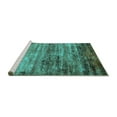 thumbnail image 2 of Ahgly Company Machine Washable Indoor Square Oriental Turquoise Blue Industrial Area Rugs, 7' Square, 2 of 4