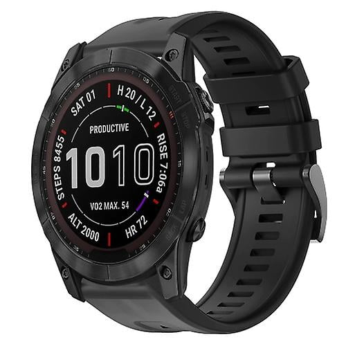 For Garmin Fenix 7x Metal Buckle Solid Color Silicone Watch Band