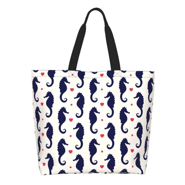 Easygdp Seahorses and Hearts Bolsas Tote para Mujer, Bolsos de Hombro para Viaje, Bolsos de Mano de Gran Capacidad para Compras y Trabajo