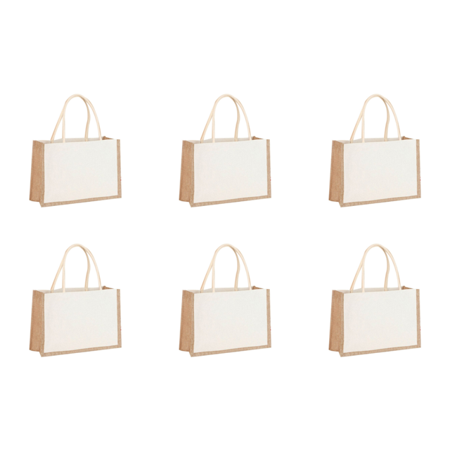 Yute Arpillera Compras Organizador Almacenamiento Comestibles Bolsos (cuadrados)