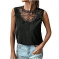 thumbnail image 2 of ITSAME Womens Tank Tops, Square Neck Sleeveless Lace Stitching Summer Dressy Cami Blouses Black M, 2 of 7