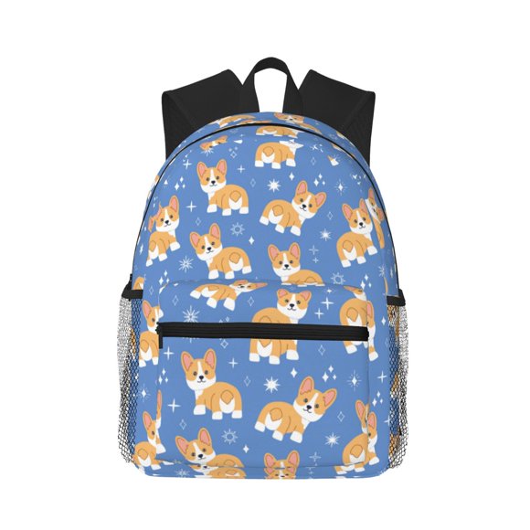 Vsdgher Corgi Print Unisex Large Capacity Bookbag, Schoolbag, Casual Daypack for High School, College, Teens, Travel, Work