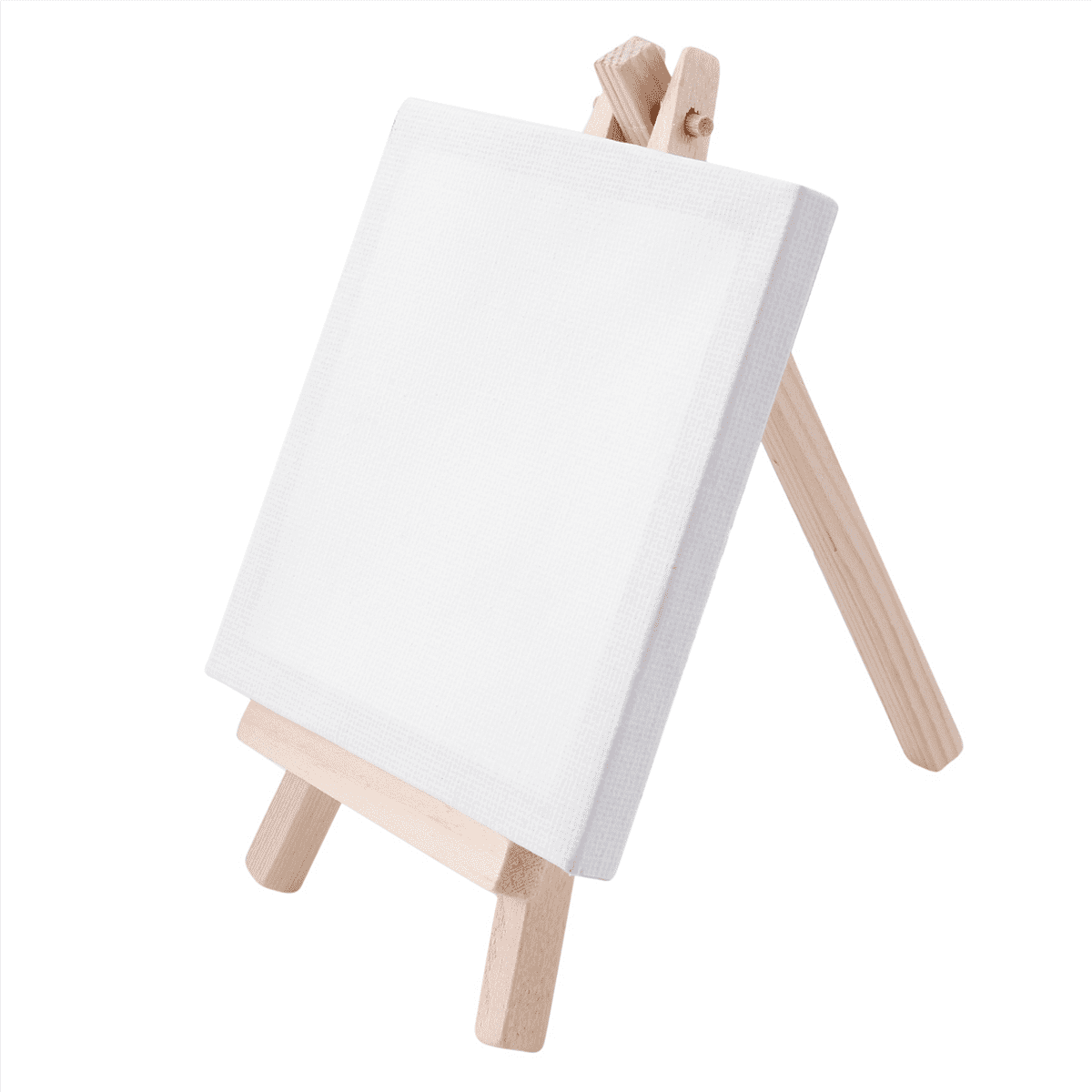 4 By 4 Inch Mini Canvas and 8 X 16cm Mini Wood Easel Set for Painting Drawing School Student Artist Supplies, 60 Pack