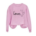 thumbnail image 4 of Graphic Sweatshirts for Women Love Print Round Neck Long Sleeve Cozy Tunic Tops Classic-Fitted Pullover Shirts (Pink,L), 4 of 5