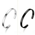 thumbnail image 6 of GKNET Men Women Titanium Steel Hypoallergenic Opening Bracelet Adjustable Hand Chain-Black 0.4cm Width, 6 of 9