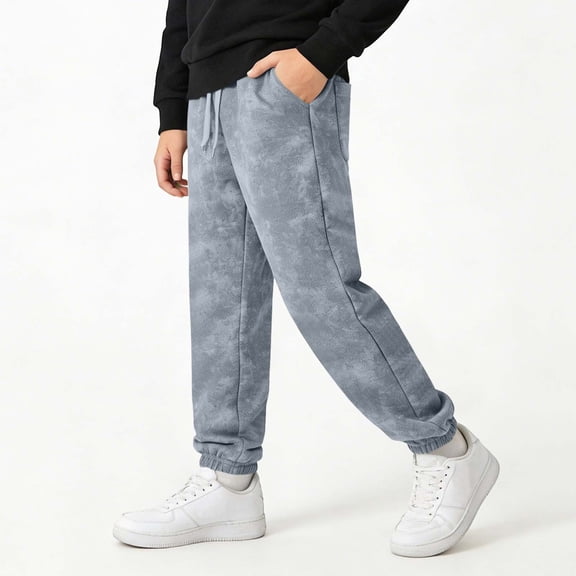 ITSAME Boys Jogger Sweatpants, Slim Fit Drawstring with Pockets Kids Casual Fashion Tapered Pants Gray 12-13T