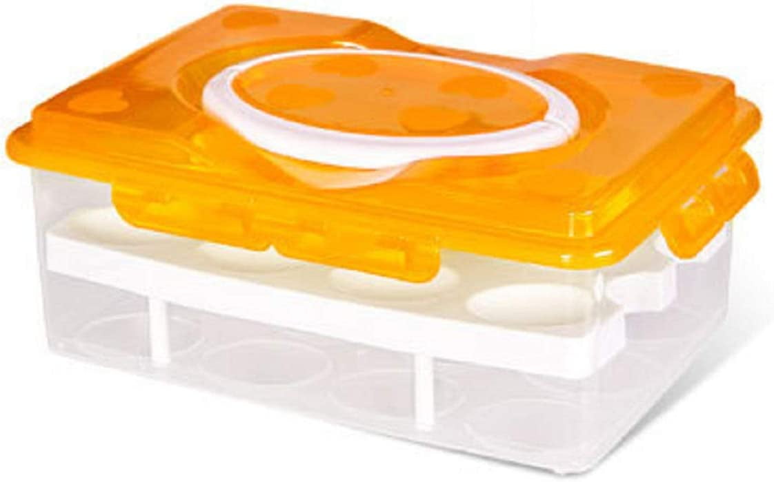 2 Tier Plastic Egg Container Holder,Clear Deviled Egg Tray with Lid Egg