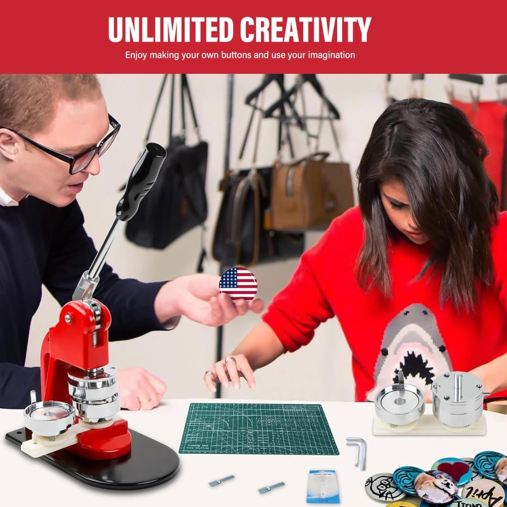 Button Maker Machine DIY Round Pin Maker Kit, 1.25 inch+2.28 inch+3 inch Pin Press Machine with 300 Sets Supplies for Schools, Parties, and Home DIY