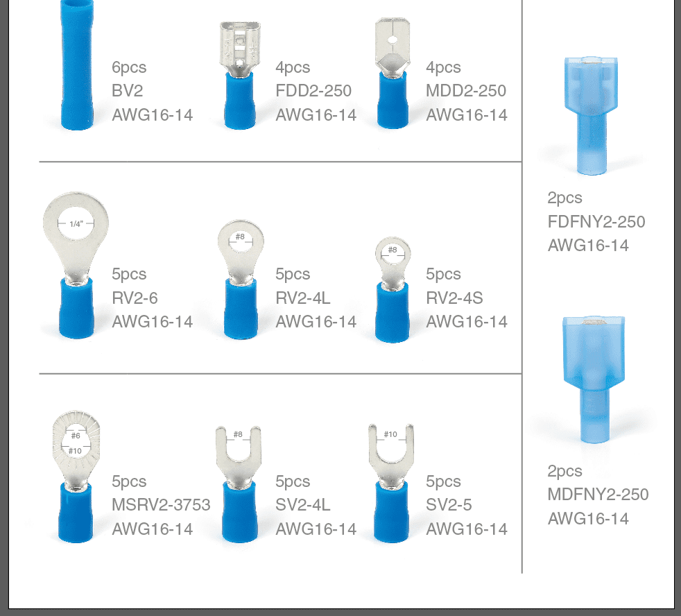 (2 pack) Ever Start 48-Piece Assorted Connectors Kit, Model 5102, Blue, Multi-Specification, UL
