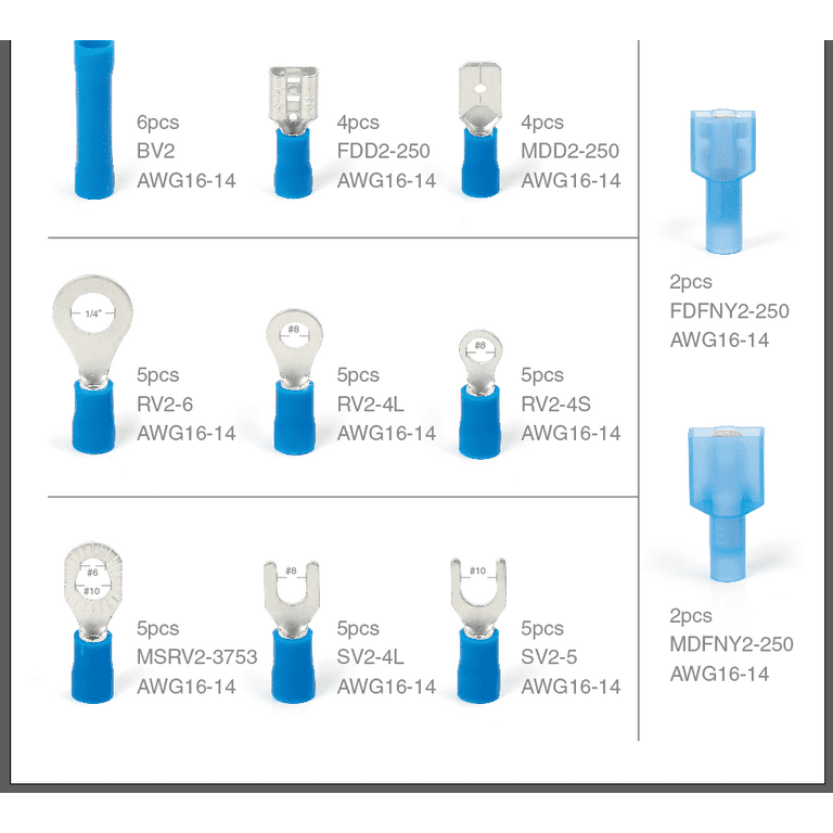 Ever Start Connectors Kit 48-Piece Assorted UL Blue for 16
