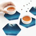 thumbnail image 7 of Fuzoiu Night Sky Moon Dolphin Print Leather Coasters Set,Drink Coasters Set of 6,for Tabletop Protection, Durable PVC Coasters,Home Décor and Housewarming Gift,Hexagon, 7 of 7
