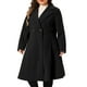 thumbnail image 4 of Abrigos de mujer de tallas grandes GRACE & GRANDEUR, con solapa de muesca, doble botonadura, elegante, abrigo de invierno en línea A, abrigo de guisante 1X negro, 4 of 6