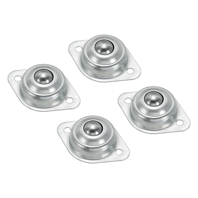 Rodamiento de bola de transferencia de rodillos 1/2" Carga 15lbs Montado en brida Unidad de rodillo de acero al carbono, 4 paquetes
