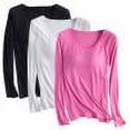 thumbnail image 3 of Fanxing Lot de 3 T-Shirts à Manches Longues pour Femmes Grande Taille Col Rond Basiques Ajustés Décontractés Extensibles, 3 of 3