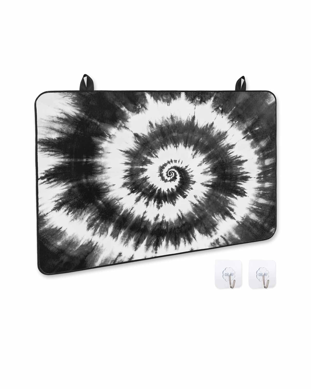 nqOlkjepod Large Induction Cooktop Protector Mat 36"x21", Black Gray Ombre Stove Top Covers for Electric Stove, Retro Abstract Tie-dye Tribal Boho Stove Burner Cover Mats, Glass Top Stove Cover
