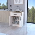 thumbnail image 2 of Miekor Furniture Ivory And Natural Oak 2-Door Kitchen Pantry With 1 Drawer 27649, 2 of 7