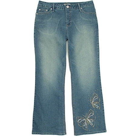 Women's Plus Sparkly Butterfly Jean