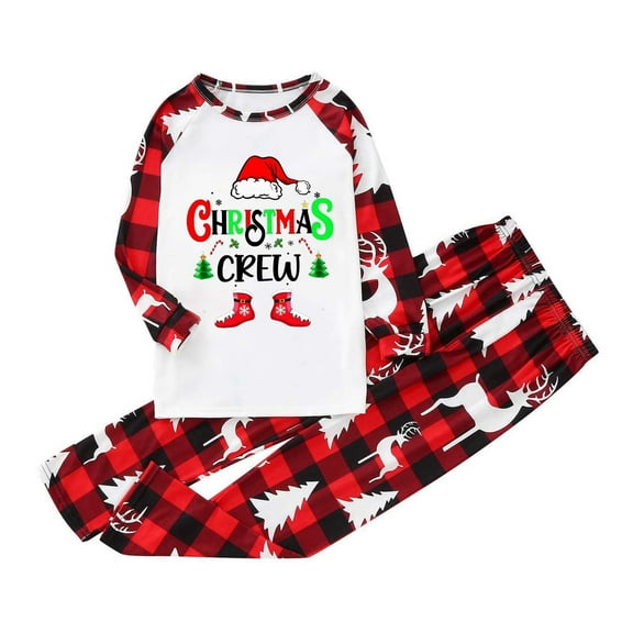 KHONTS Family Matching Pajamas Sets for Christmas Cute Printed Comfort Crew Neck Long Sleeve T Shirts and Pants Loungwears Men XL
