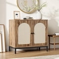 thumbnail image 2 of Ourlova Buffet Cabinet with Storage Kitchen Storage Cabinet with Rattan Doors, Accent Cabinet with Adjustable Shelf, Boho Accent Liquor Bar Console Cabinet, 2 of 7