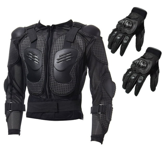 Veste de Moto Intégrale Armor Protection de la Colonne Vertébrale Épaule Poitrine 1 Paire de Gants