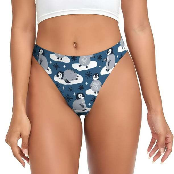 Fotbe Snow Penguin Tanga Sin Costuras para Mujer con Estampado – Panties Invisibles, Transpirables y Cómodos para Uso Diario-XX-Large