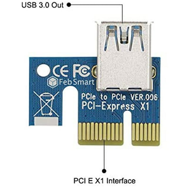 PCI-E Riser Board 4-pin PCI-E 1x to board PCI-E 16x Adapter Card Graphic Card GPU Extender Board with USB Cable