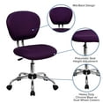 thumbnail image 6 of Flash Furniture Mid-Back Purple Mesh Padded Swivel Task Office Chair with Chrome Base, 6 of 13