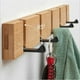 thumbnail image 1 of Perchero de madera natural plegable, perchero de pared con 5 ganchos, estante de pared autoadhesivo, colgador de llaves, organizador de pared de madera para baño, 1 of 5