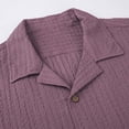 thumbnail image 5 of hlysgo Mens Short Sleeve Button up Shirts Textured Pleated Button Down Shirts for Men Business Casual Tops Summer Going Out Work Shirt Pink XL, 5 of 5