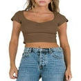 thumbnail image 1 of CNKOO T-Shirts à Manches Courtes et Col Rond avec Dentelle Froncée, 1 of 9