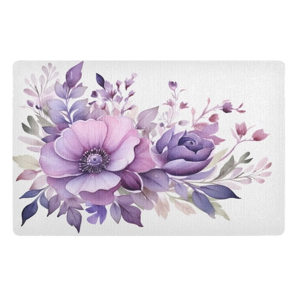 joogoo Door Mats Flowers Purple Outdoor Indoor Entrance Low Profile Floor Rugs 32"x20" Carpet