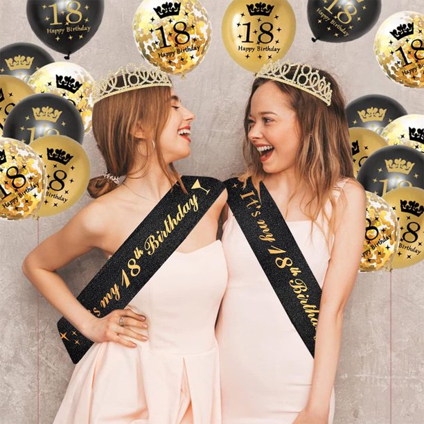 Kit 18 Ans Anniversaire Fille - Couronne Diadème Et écharpe - Cadeau Cristal