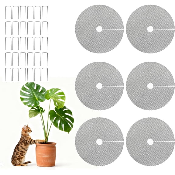 Tutuviw 6 Pcs 11.8 Inch Plant Pot Cover with 30 Ground Stakes Indoor Plant Protectors from Animals Cuttable Flower Pots Cover Plant Pot Soil Guard for Outdoor Garden Plant Protection