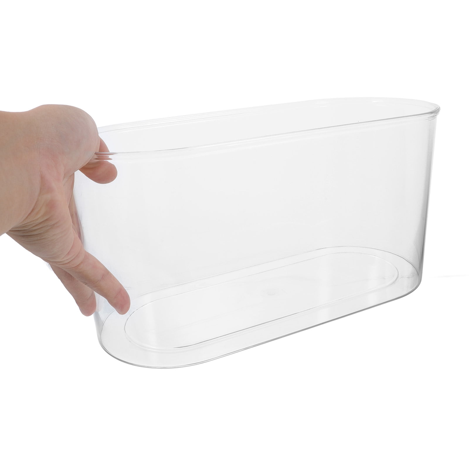 LEXSOMEO Small Betta Fish Tank Oval Plastic Desktop Fish Bowl 12 Inch Transparent Vase Planter Narrow Space Container For Office Decor Fish Turtle Reptile Shrimp Crab Habitat