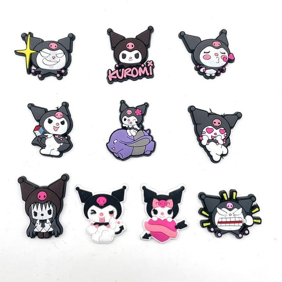 10-Piece Kuromi PVC Shoe Charms Pack, No-Repeat Cute Cartoon Shoes Decorations for Unisex