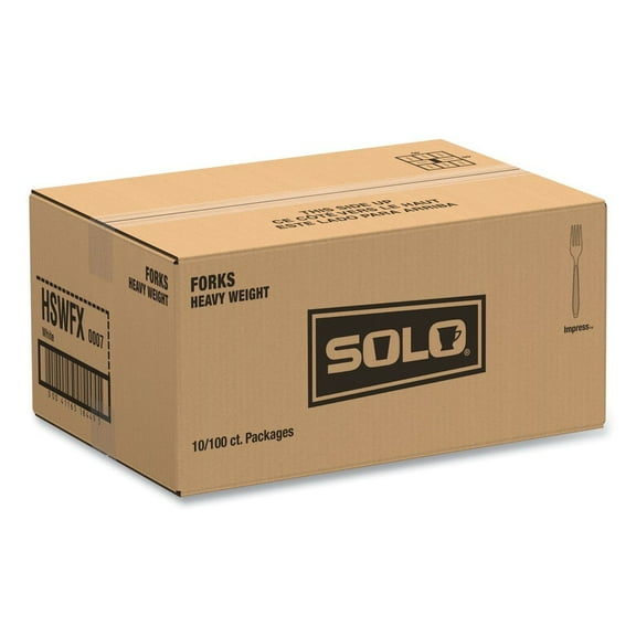 SOLO HSWFX-0007 Impress Heavyweight Full-Length Polystyrene Fork - White (100/Box, 10 Boxes/Carton)