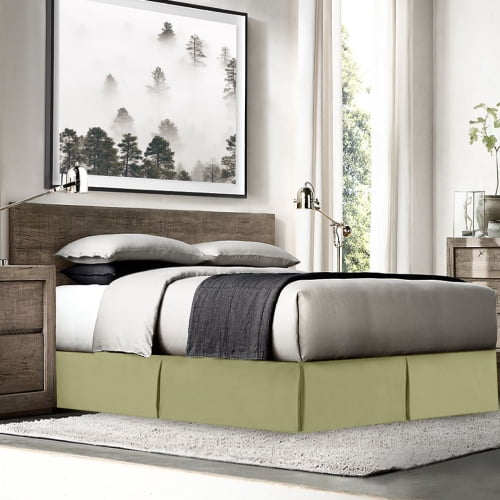 14/" INCH DROP SOLID EASY FIT SET UP PLEATED ALL CORNERS 1 PC BED SKIRT SAGE