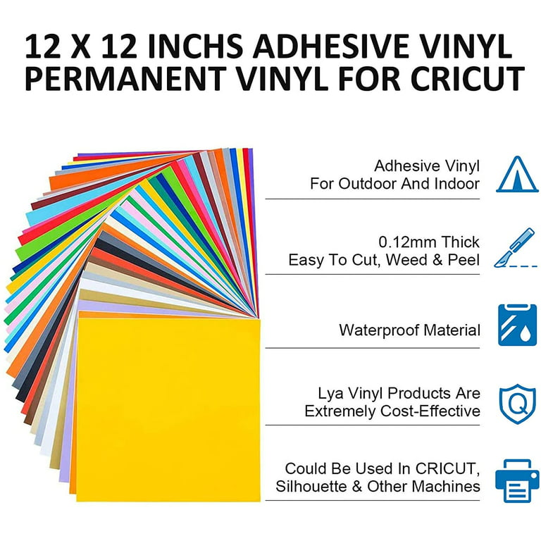 Gold Permanent Vinyl Roll for Cricut, Lya Vinyl 12 x 12Ft Permanent  Outdoor Adhesive Vinyl Roll for CRI-Cut, Silhouette Cameo, Permanent Vinyl  Roll
