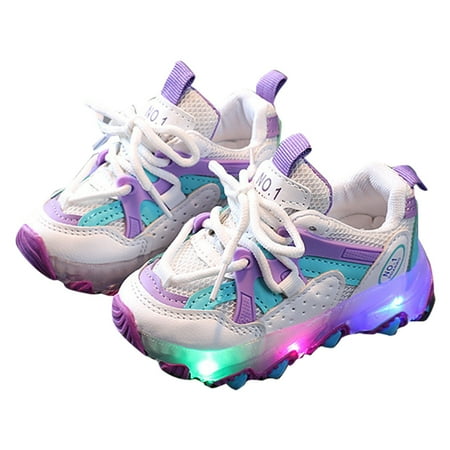 

Otqutp Baby Toddler Boys Girls LED Light Sneakers Walking Shoes 1 to 6 Years Old Kids Mesh Luminous Sport Running Shoes