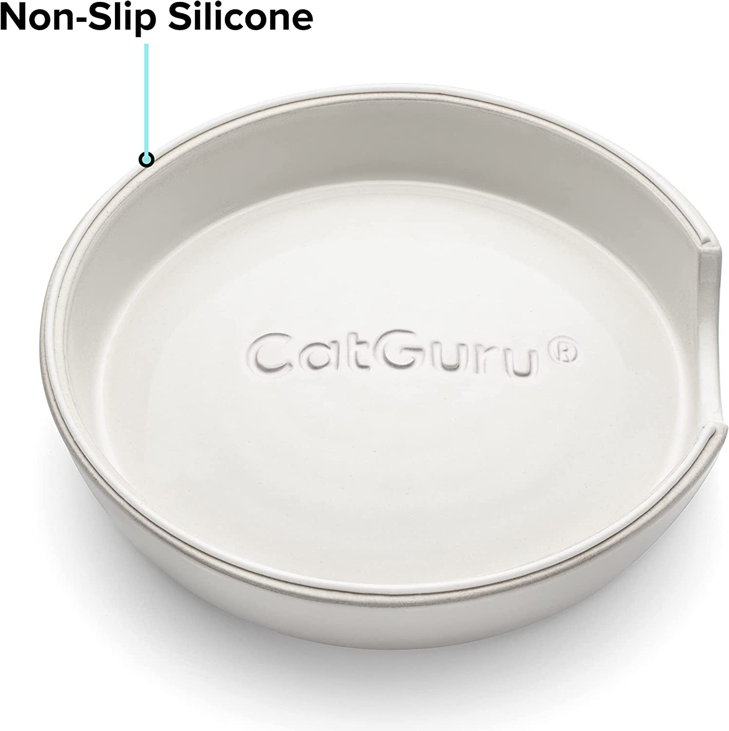 CatGuru Cat Bowls, Whisker Stress Free Cat Food Bowl, Reliefs Whisker Fatigue, Wide Cat Bowl, Non Slip Cat Food Bowls, Shallow Cat Dish, Cat Feeding & Watering Supplies (Ceramic, White)