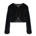 thumbnail image 3 of Fewfanhot Fuzzy Faux Fur Long Sleeve Bolero Shrug, Single Button Cropped Dress Cover Up Jacket for Girls Gifts, 3 of 5