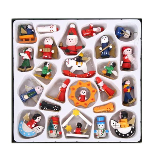 Calendario De Cuenta Regresiva De Navidad 24 Días Colgando Colgantes De Madera Para Decoraciones De Árboles De Navidad Advancent HA037763-00
