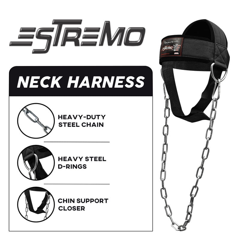 Estremo Fitness Neck Harness ,Adjustable Neck Straps–Weight Lifting Neck Exerciser Equipment