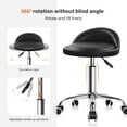 thumbnail image 4 of ANHXN PU Leather Round Rolling Stool with Back Rest Height Adjustable Swivel Drafting Work SPA Task Chair with Wheels, 4 of 8