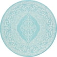 thumbnail image 3 of 6ft Round Water Resistant, Indoor Outdoor Rugs for Patios, Front Door Entry, Entryway, Deck, Porch, Balcony | Outside Area Rug for Patio | Aqua, Floral | Size: 5'3'' Round, 3 of 6