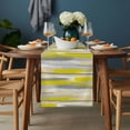 thumbnail image 2 of Yellow Gray Stripes Table Runner - 120 Inch Long, Kitchen Dining Table Runner Dresser Scarves, Watercolor Modern Abstract Minimalist Farmhouse Decor for Coffee Tables Wedding Party Banquet, 2 of 8