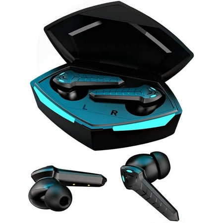 Bluetooth 5.2 Wireless Earbuds Gaming Headphones for Motorola Moto G Pure, Low Latency with Cool Lights, True Wireless Gaming Headset Music/Gaming Mode - Black